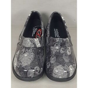 Laforst Womens Slip Resistant Clogs Abstract Grey Black Nursing Shoe Sz 9.5 NEW
